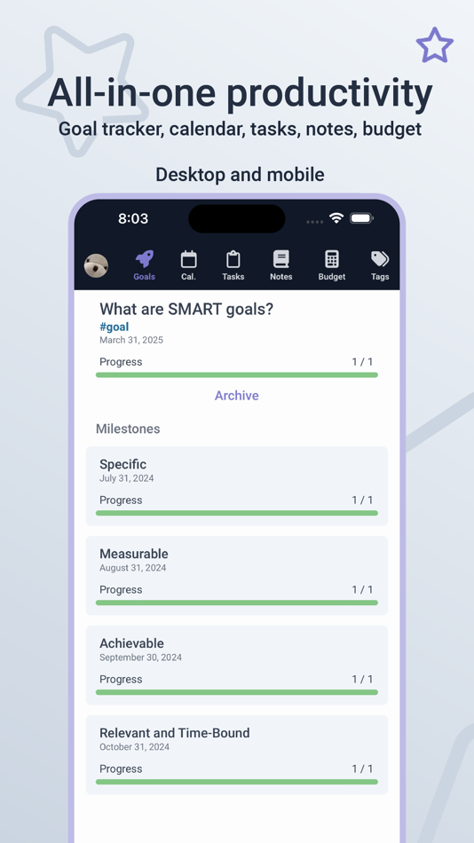 #1. Goal Tracker - Illumtori (iOS) Με: BeaBea Lab Inc.