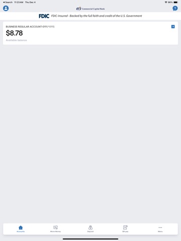 Commercial Capital Bank iPad screenshot