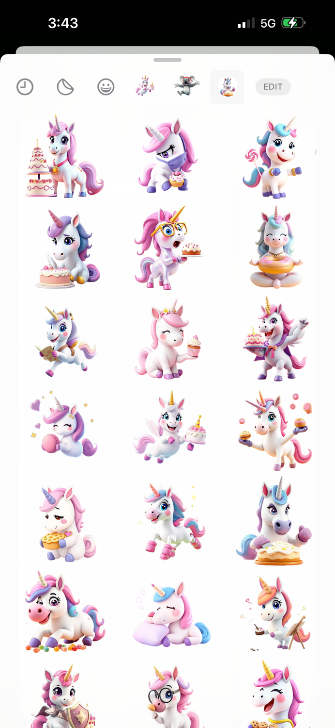 Cake Unicorn Stickers
