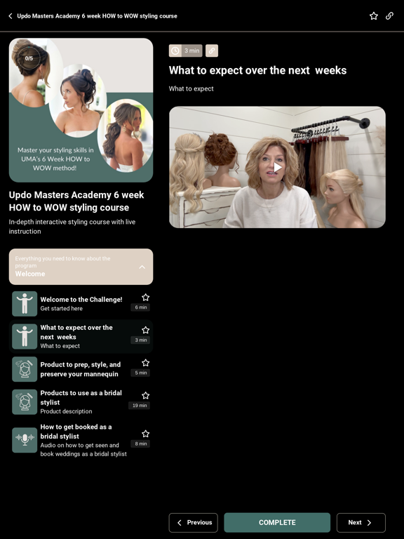 Updo Masters Academy iPad screenshot 2 - Education app