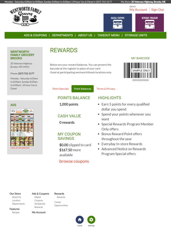 Wentworth Family Grocery iPad screenshot 3 - Business app