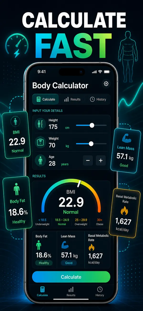 Screenshot #1 pour Calcul IMC & Masse Grasse
