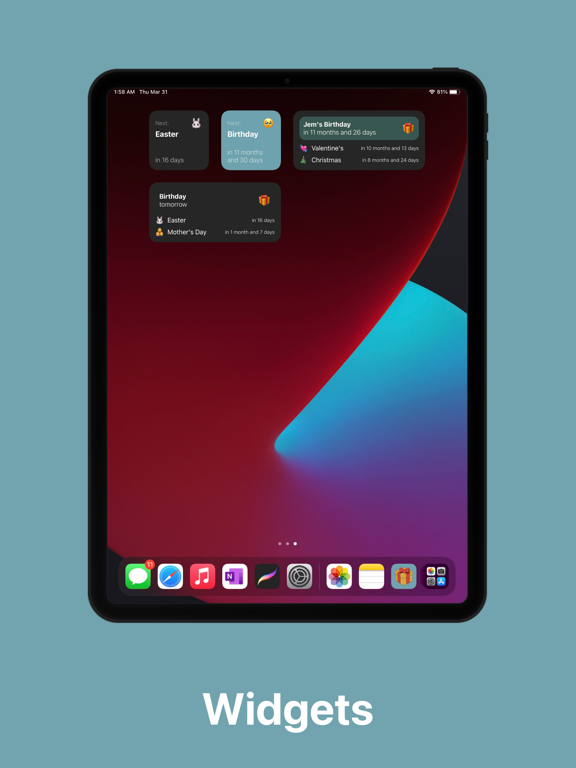 Gyfter - Occasion Reminder iPad screenshot 4 - Productivity app