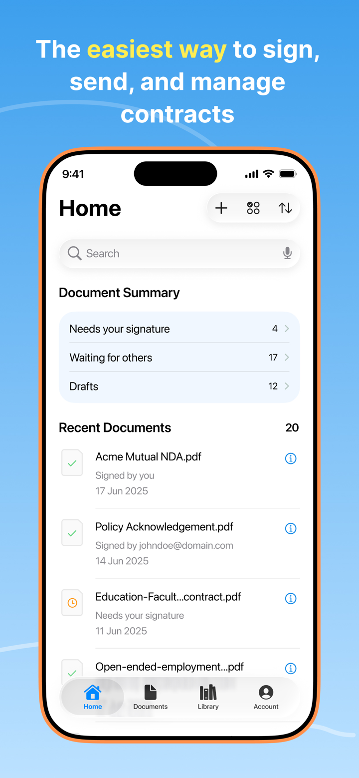 Digital e Signature: Signeasy screenshot 1