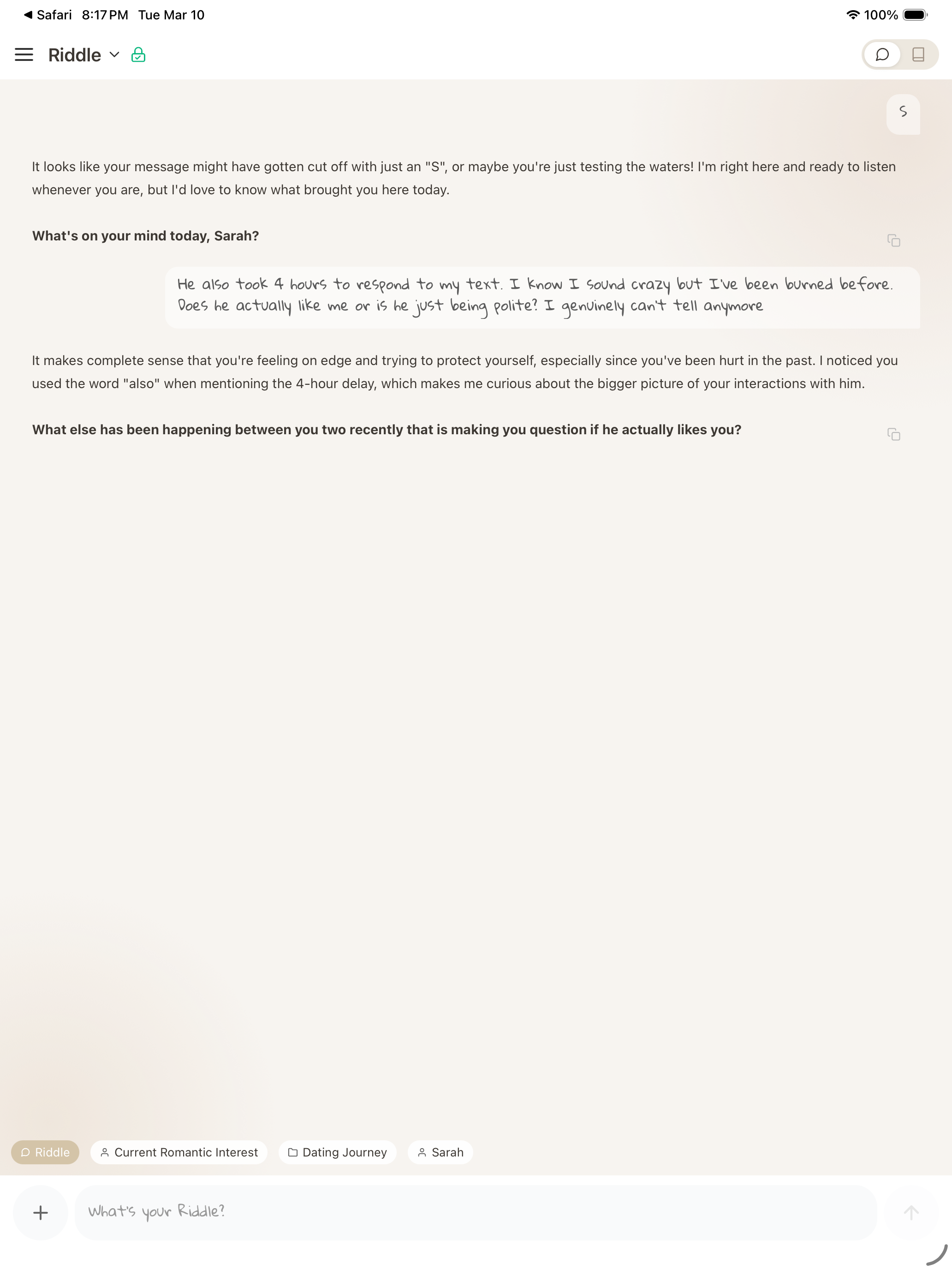 Riddle: AI Advice & Journal