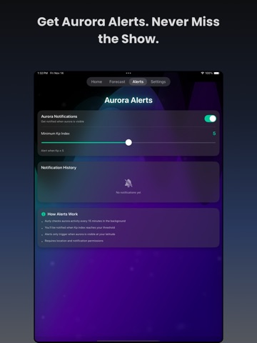 Aurly – Aurora Forecast Alerts iPad screenshot