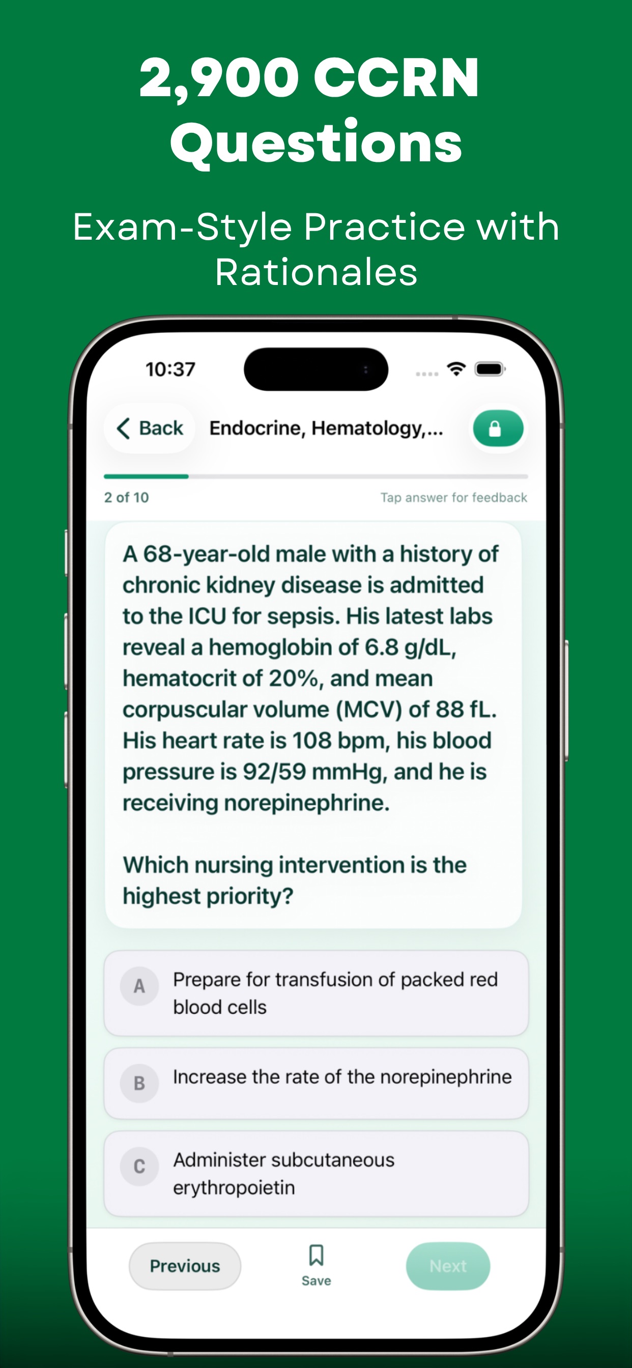 Screenshot 3 of CCRN Practice Test 2026 Pocket