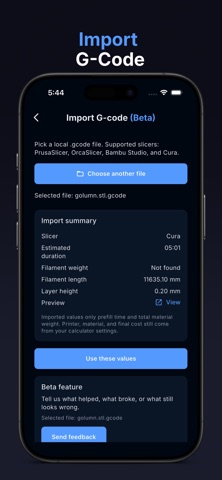 3D Printer Cost Calculator iPhone screenshot