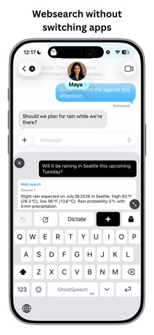 GhostSpeech: Agentic Keyboard iPhone screenshot