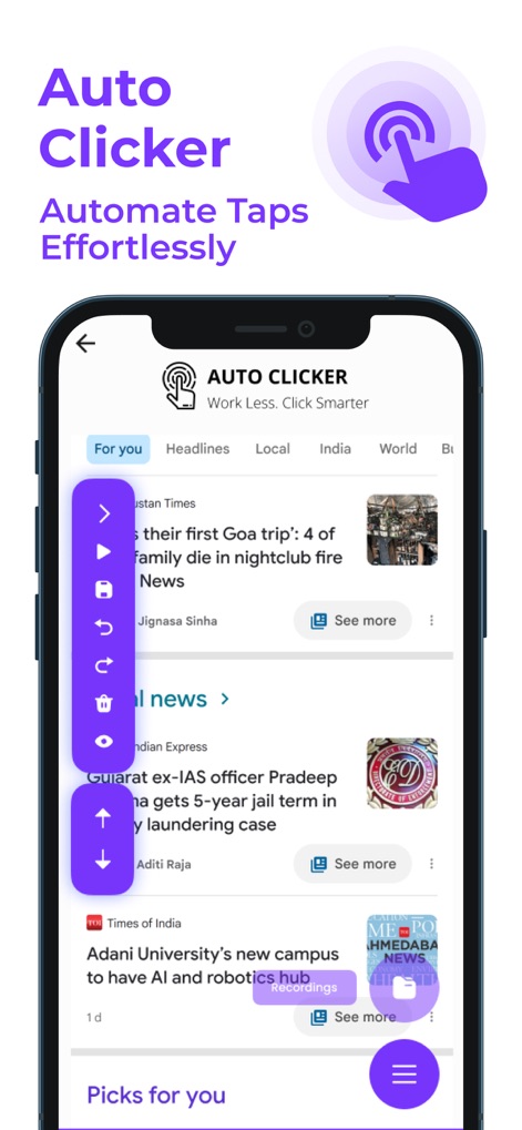 Auto Clicker: Tap Automation - L'application simplifie les tâches répétitives en offrant une automatisation des taps sans effort, gérée via un panneau flottant intuitif et des contrôles d'actions précises.