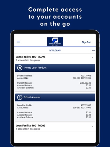 Excel Funding Mobile Access iPad screenshot