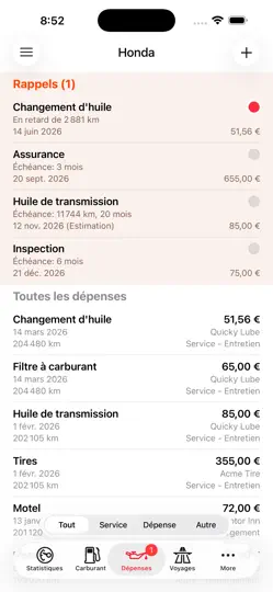Capture d'écran de Road Trip MPG sur iPhone 6