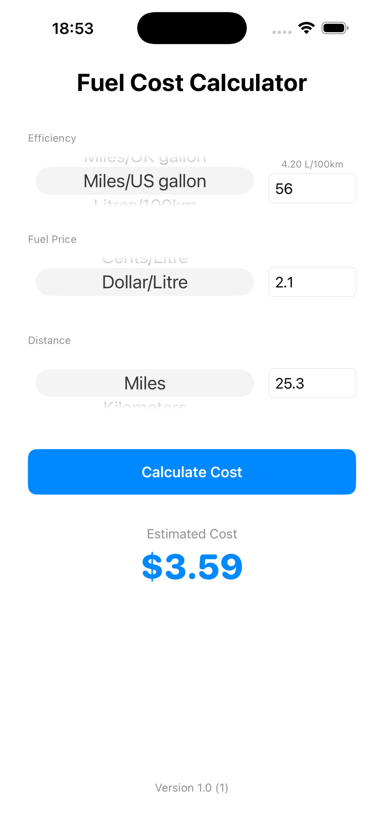 Fuel cost