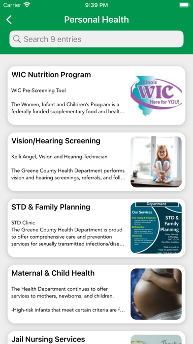Greene County IL Health Dept. Screenshot