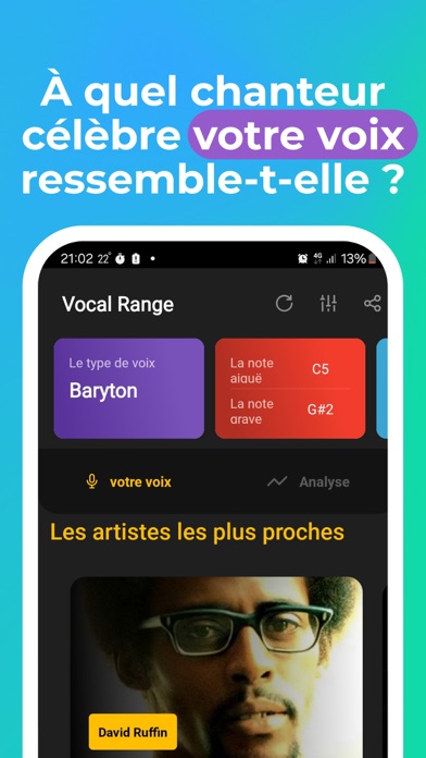 Screenshot #1 pour Vocal Range - Pitch Detector