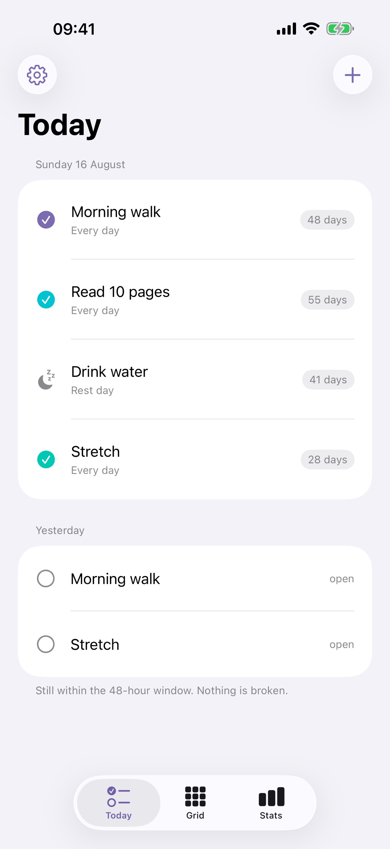 Screenshot 1 of Softstreak: Habit Tracker