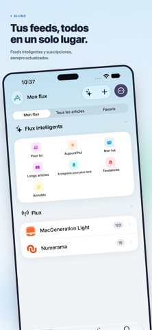 Alume : RSS & Podcasts IA iPhone screenshot 2
