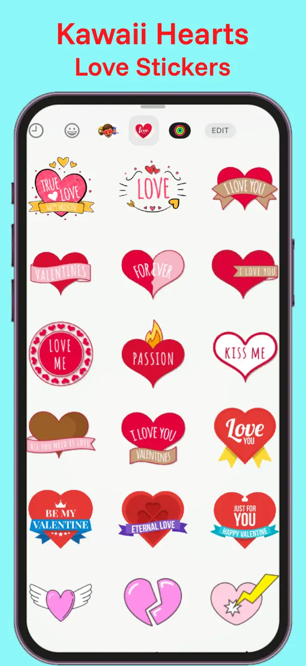 Screenshot #2 pour Kawaii Hearts Love Stickers