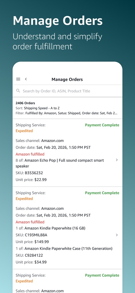 Amazon Seller - Administre Seus Pedidos