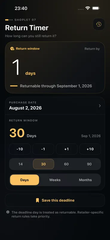 Return Deadline Tracker screenshot 2 of 5
