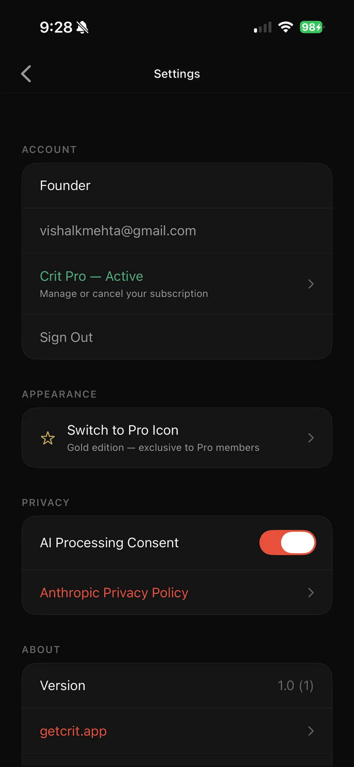 #10. Crit: AI Design Advisor (iOS) Με: IDYeah Studio LLC