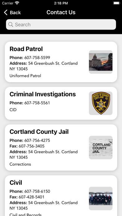 Cortland County Sheriff Screenshot