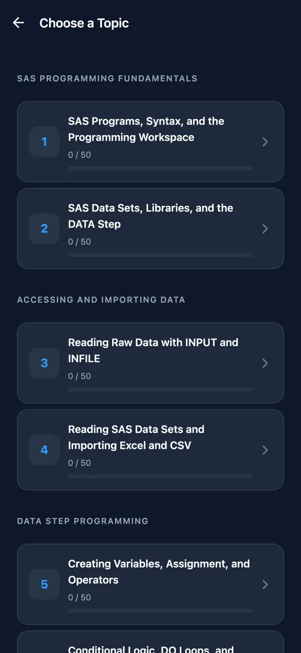 Screenshot #2 pour SAS Base Programming Prep