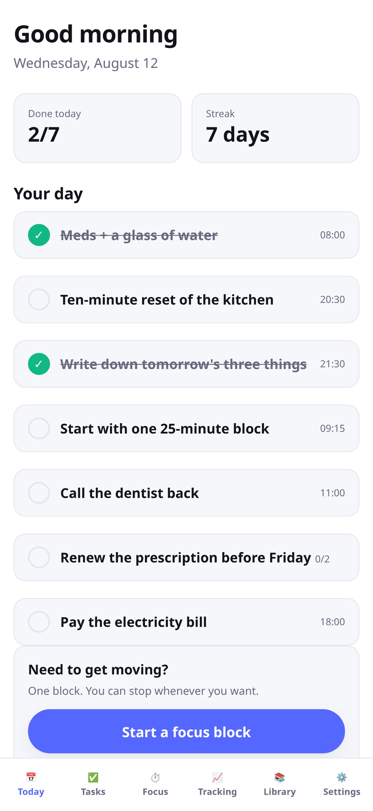 Screenshot 1 of ADHD-Focus: Focus & Routines