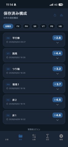 体操競技 Dスコア計算 iPhone screenshot