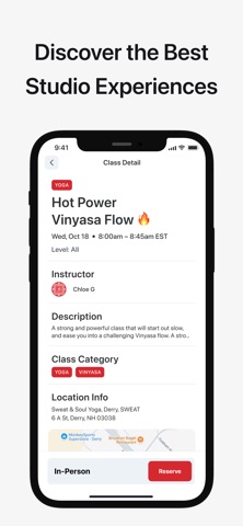 Sweat and Soul Yoga Studio iPhone screenshot