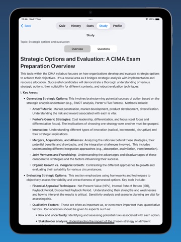 CIMA Exam Prep iPad screenshot