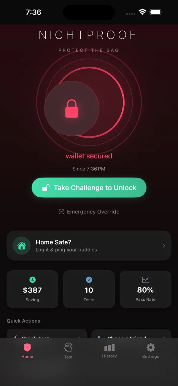 Screenshot #1 pour Nightproof: Drunk Mode Blocker