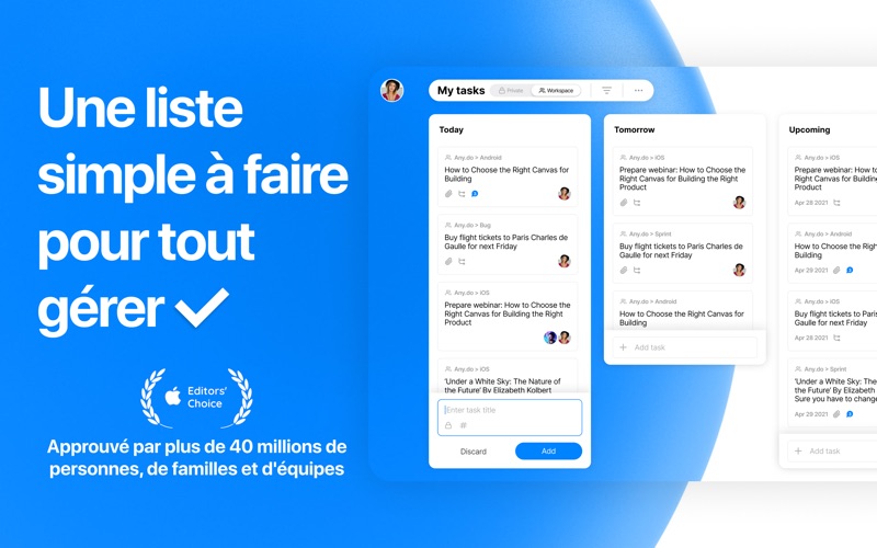 Screenshot #1 pour Any.do - Tâches et Calendrier