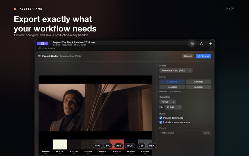 PaletteFrame screenshot