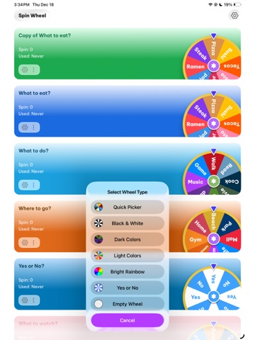 Spin The Wheel Spinner Picker iPad screenshot