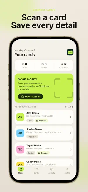 Cardmox Business Card Scanner screenshot 2