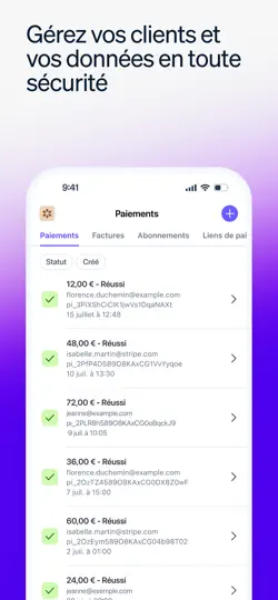 Capture d'écran de Stripe Dashboard sur iPhone 6