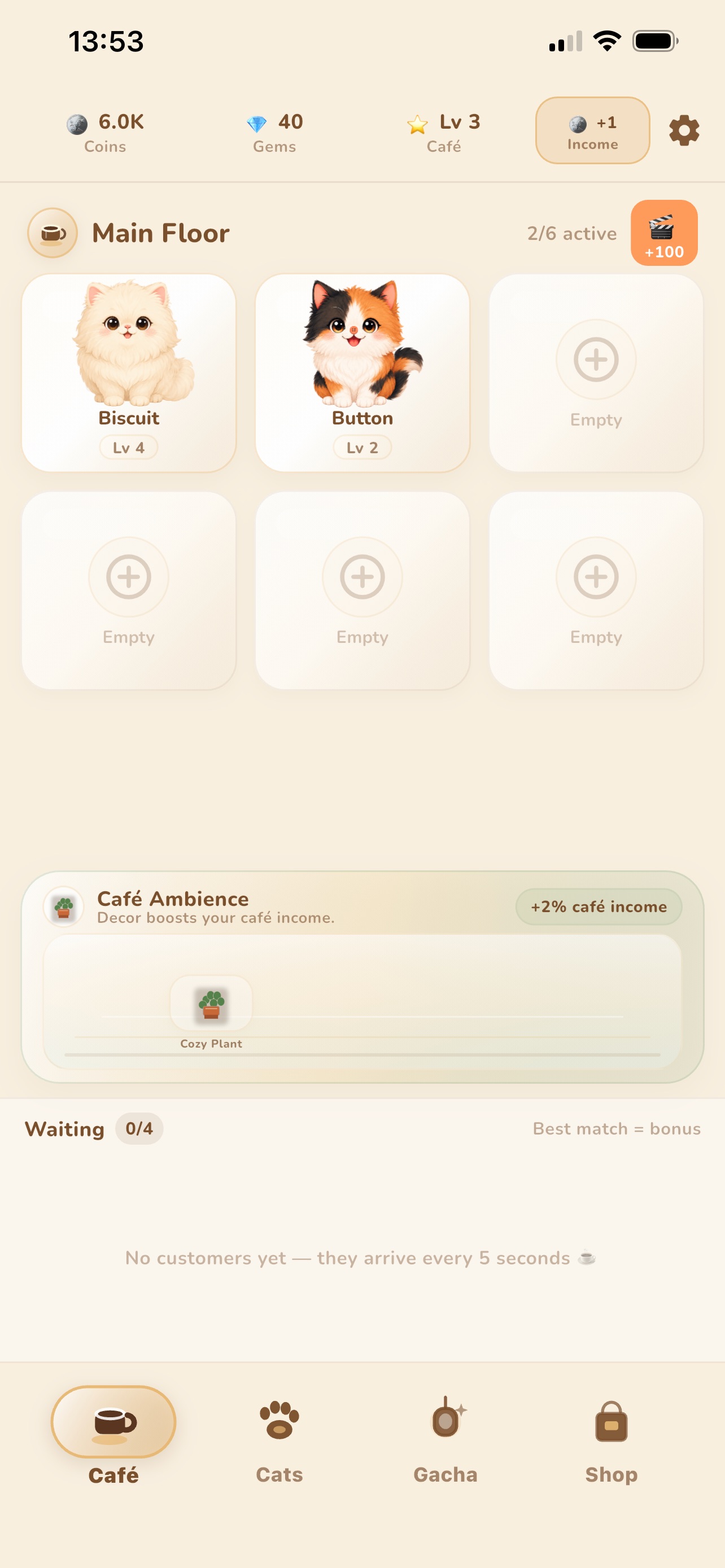 Screenshot 1 of Cat Cafe Idle