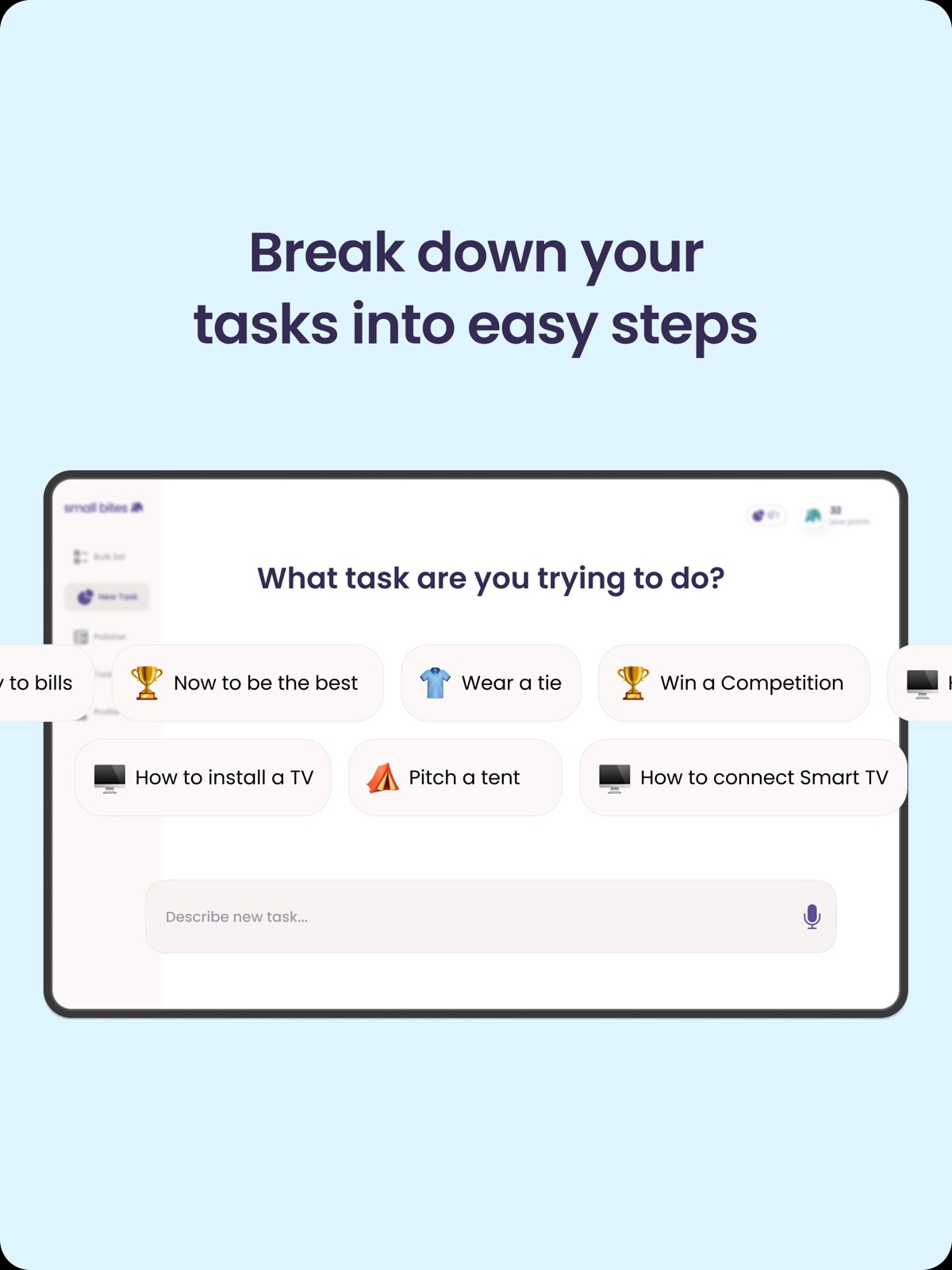 Small Bites - Make Tasks Easy ipad screenshot 1