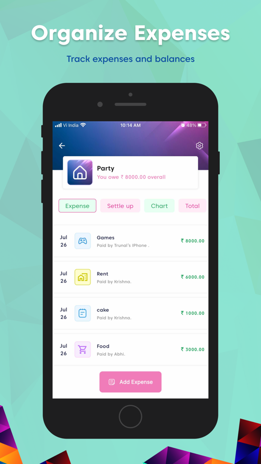 #2. Split Bill Expense Settle (iOS) By: Deep Jerajbhai Davara