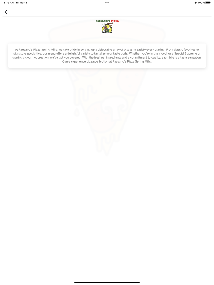 Paesanos Pizza Spring Mills