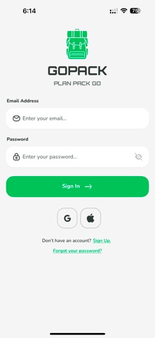 Go Pack App screenshot