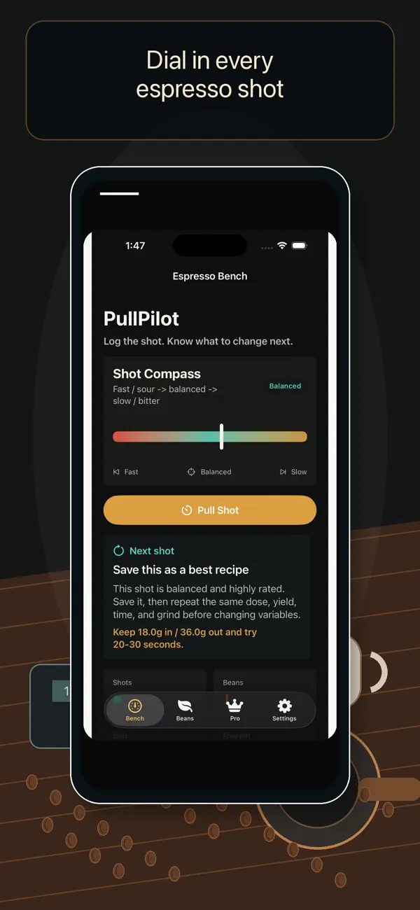 Screenshot #1 pour PullPilot: Espresso Dial-In