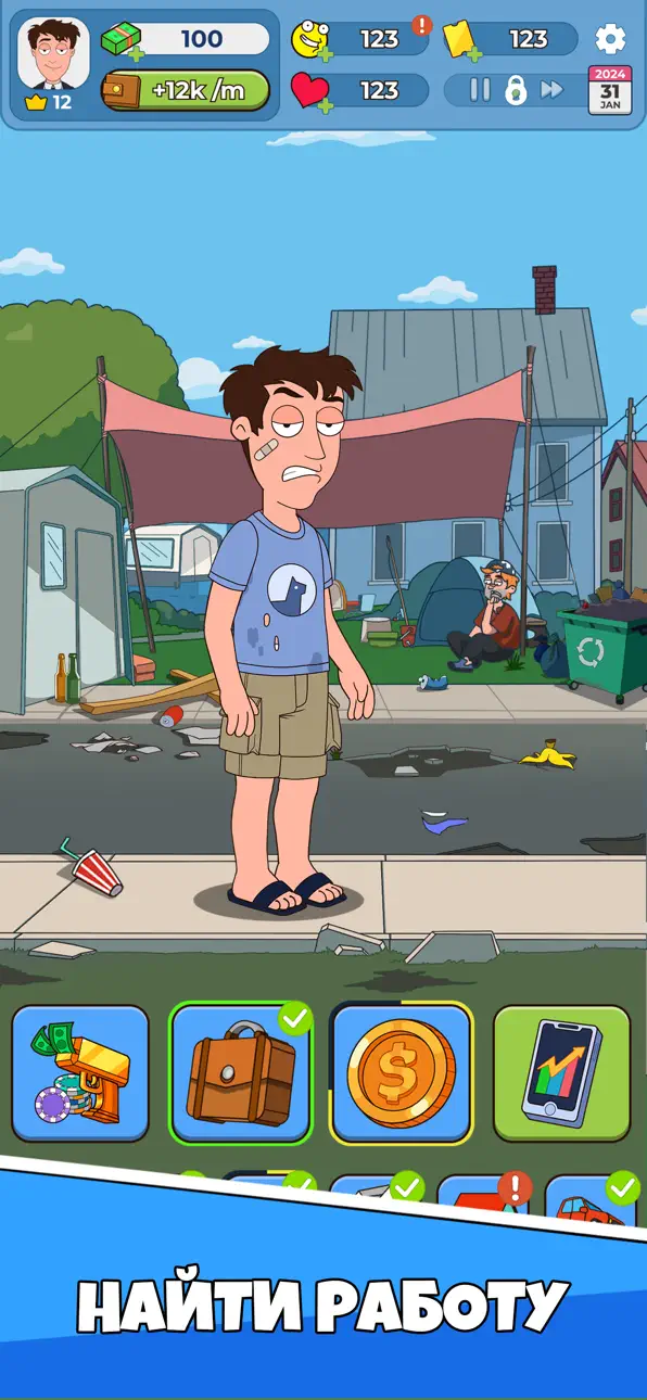 Idle Guy: Life Simulator Games iOS Mod IPA screenshot 2 - iOS game interface