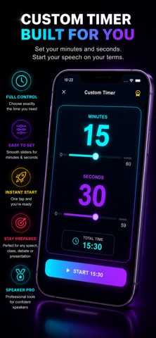 Speech Timer PRO Speaker Clock iPhone screenshot