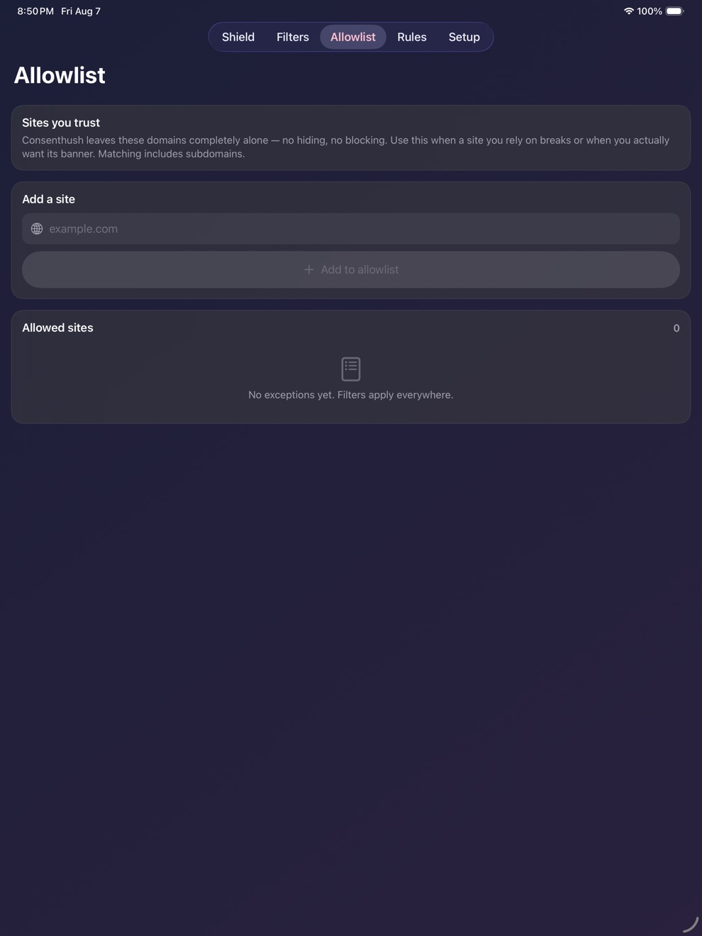 Consenthush: Content Blocker iPad screenshot 3 of 4