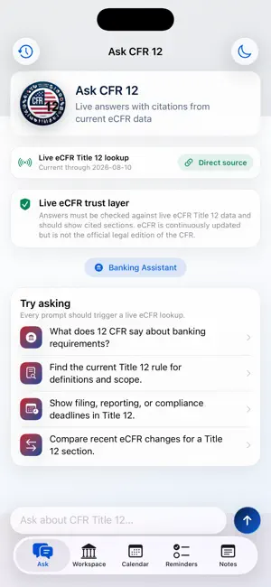 CFR AI - Title 12 screenshot 1