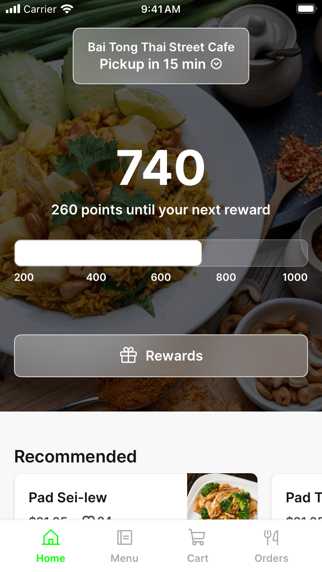 Bai Tong Thai Street Cafe iPhone screenshot 1 - Food & Drink app