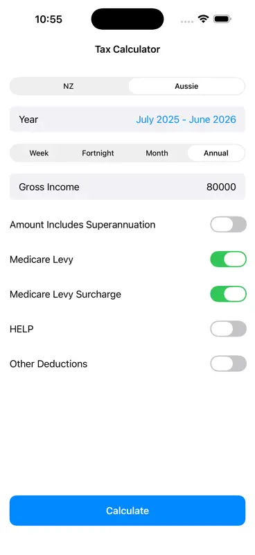 Income Tax Calculator (AU&NZ) screenshot 1 of 6
