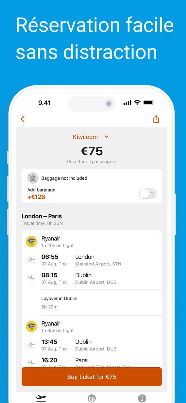 Screenshot #1 pour Vols pas chers billets d'avion